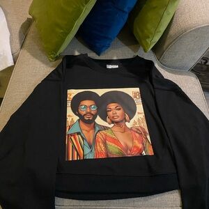 Custom made Women Retro black sweatshirt hoodie